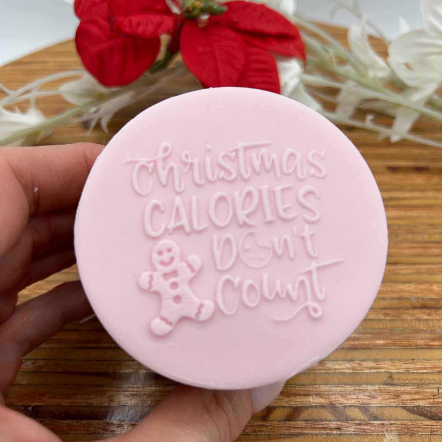 Christmas Calories Don't Count embossing stamp