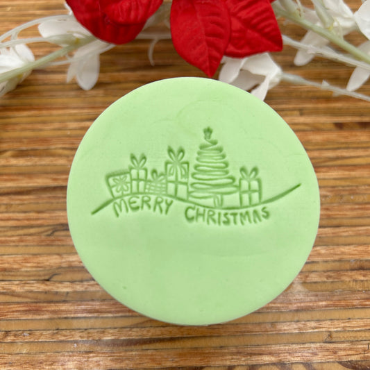 Christmas tree and gifts scene Impression Stamp