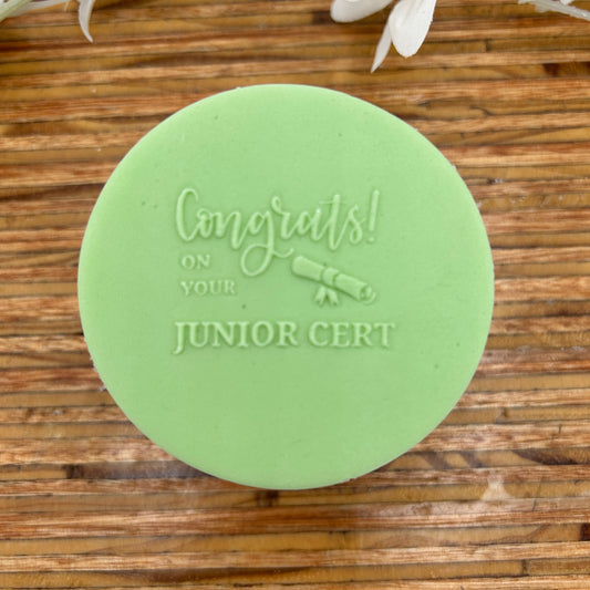 Congrats on your Junior Cert with scroll Embossing Stamp