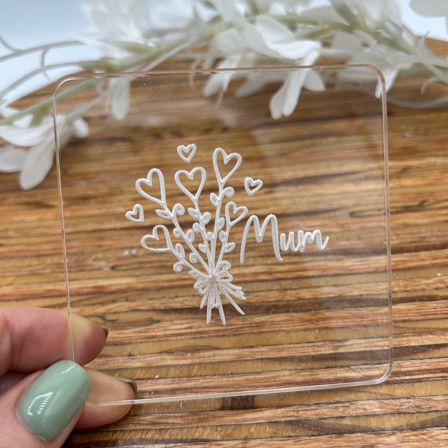 Mum with flowers Embossing Stamp