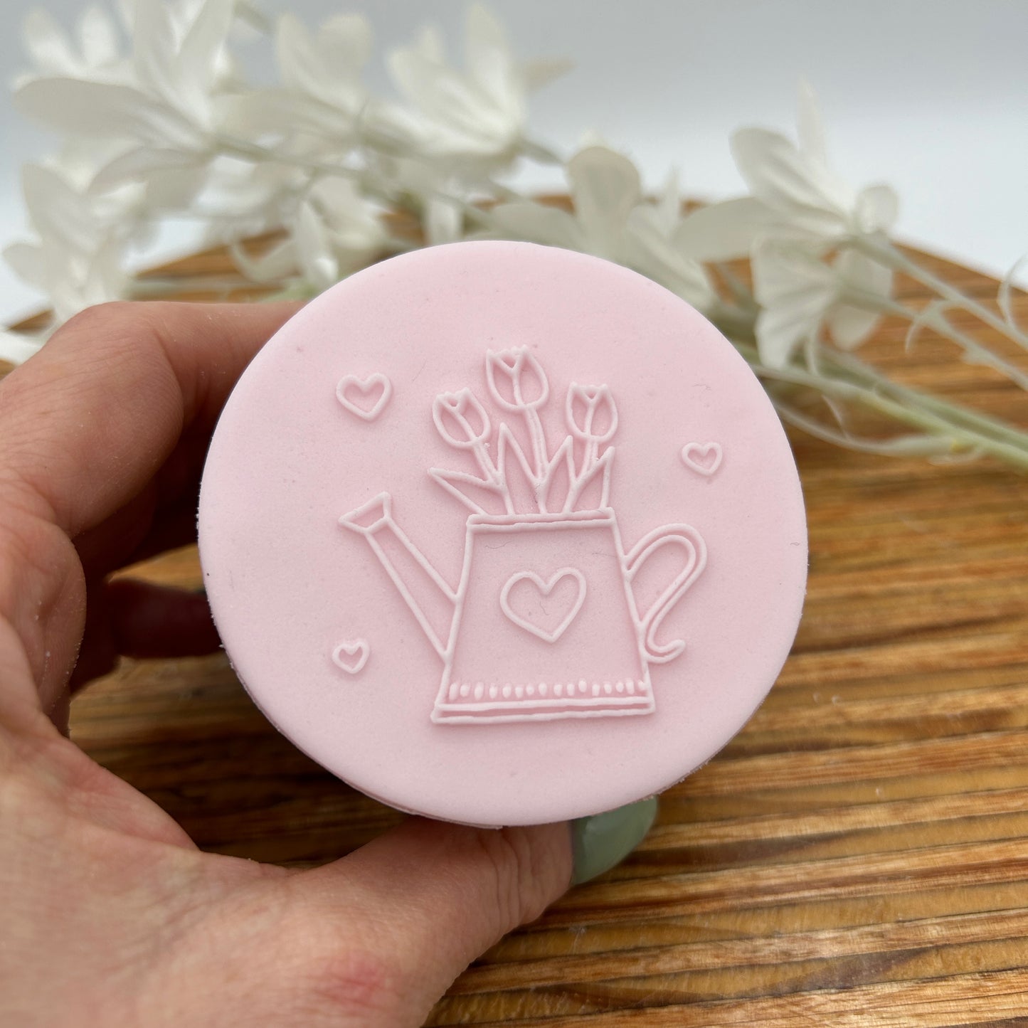 Watering Can with Tulips Embossing Stamp