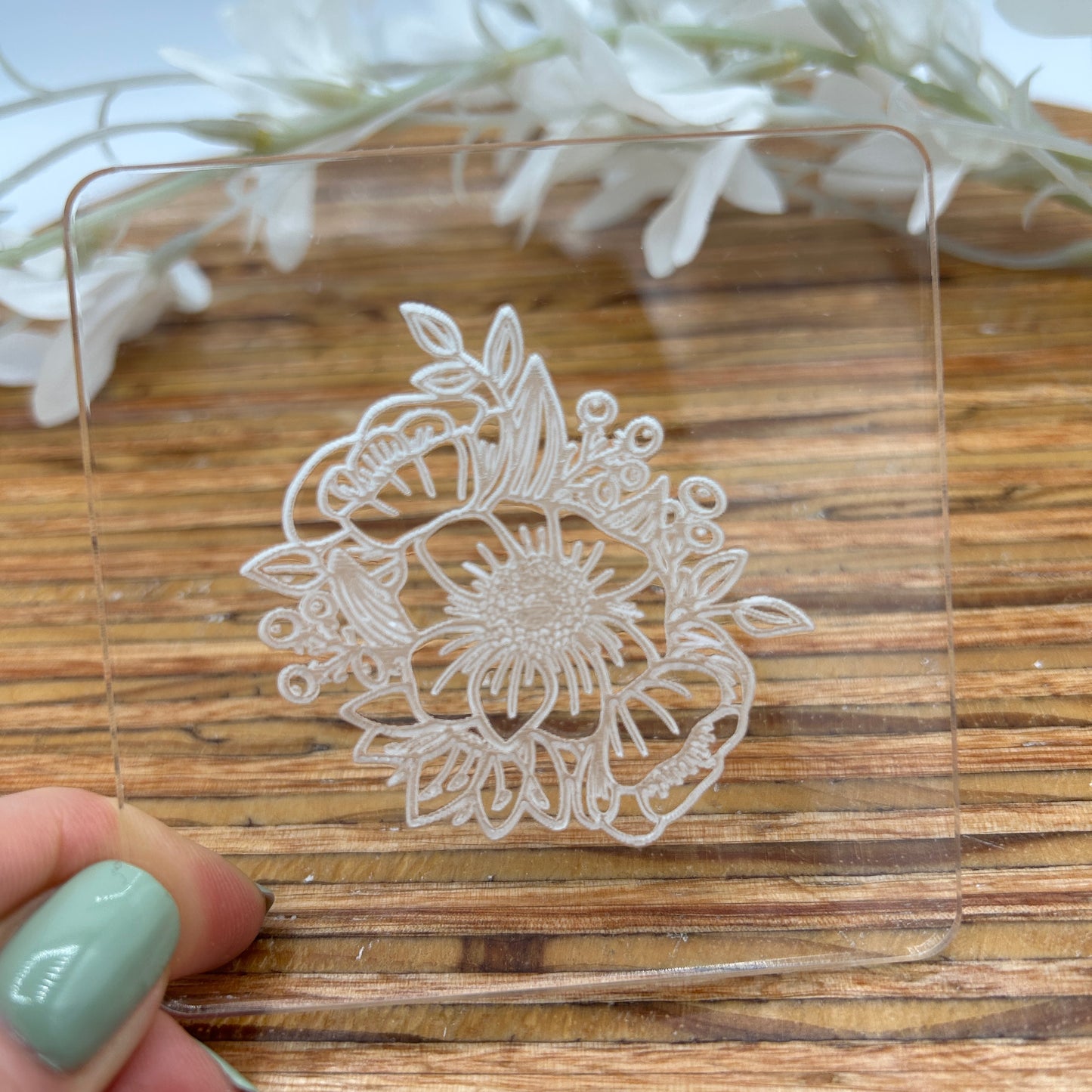 Delicate Ornate Flower Embossing Stamp