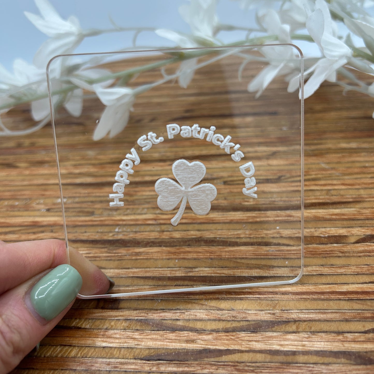 Happy St Patrick's Day with Shamrock Embossing Stamp