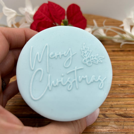 Merry Christmas with Holly embossing stamp